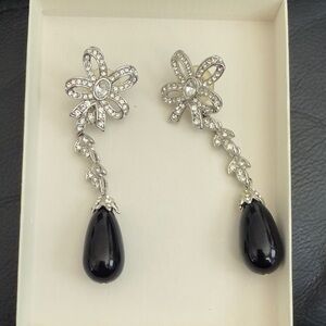 Elegant Silver and Black Drop Earrings